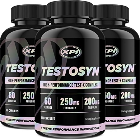 Testosyn (3 Pack) - High Performance Testosterone Booster Supplement, 180 Count