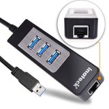 2-in-1 Inateck 3 Ports USB 30 Hub and RJ45 101001000 Gigabit Ethernet Hub Converter LAN Wired Network Adapter with a Built-in 1ft USB 30 Cable