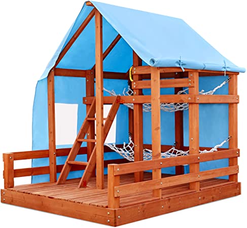 Little Tikes Real Wood Adventures Outdoor Glamping House, Backyard Bungalow Fun for Kids 3 - 10 Years Old