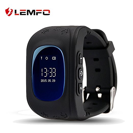 LEMFO Q50 Smart Watch GPS Smartwatch Phone Anti Lost SOS Call Children Finder Fitness Tracker WristWatch Bracelet Parents Control for iOS Android (Black)