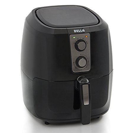 DELLA 048-GM-48268-BK 5.8 quart/1800W X-Large Electric Air Fryer Button Guard & Detachable Basket, Black, Small