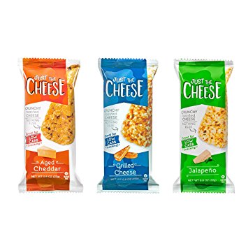 Just the Cheese Bars, Crunchy Baked Low Carb Snack Bars. 100% Natural Cheese. High Protein and Gluten Free (Sample Pack, 3 Bars)