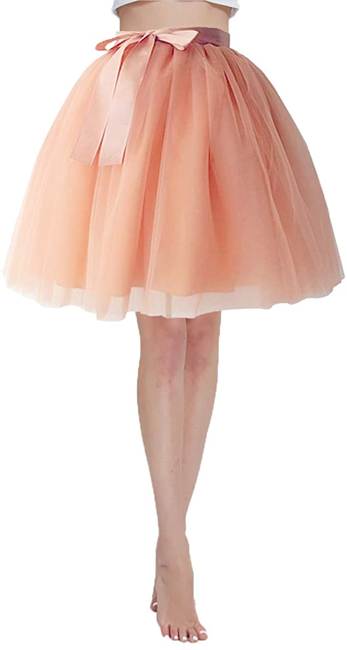 Women's High Waist Princess Tulle Skirt Adult Dance Petticoat A-line Short Wedding Party Tutu