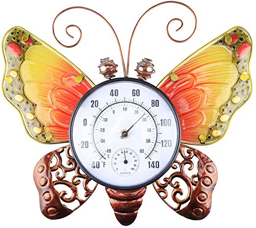 MUMTOP Thermometer Indoor Outdoor Patio Butterfly Waterproof Wall-Mounted Thermometer Does not Require Any Battery