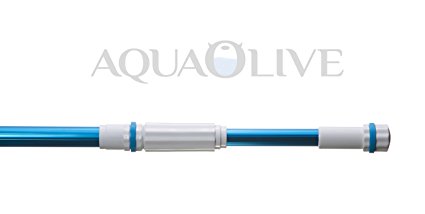 AquaOlive - Telescopic Swimming Pool Pole, Adjustable 9 to 15 Feet, Professional Strength Anodized Aluminum. Heavy Duty Locking Cuff. Universal Attachment Point. Light Weight 2.7 lbs. Commercial Grade