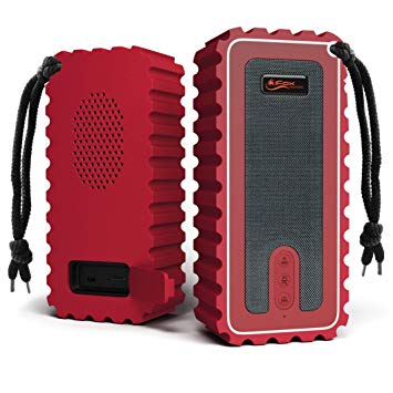Waterproof Bluetooth Speaker with FM Radio– IP67 Rated Fully Submersible – Dust, Shock and Scratch Proof – 6W Power with 8 Hours Playtime – Outdoors Lifestyle (Red)