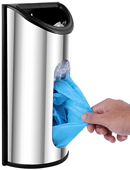 Stainless Steel Wall-Secure Grocery Bag Saver, Holder and Dispenser – Steel with Wide Opening for Ease of Access - by Utopia Kitchen