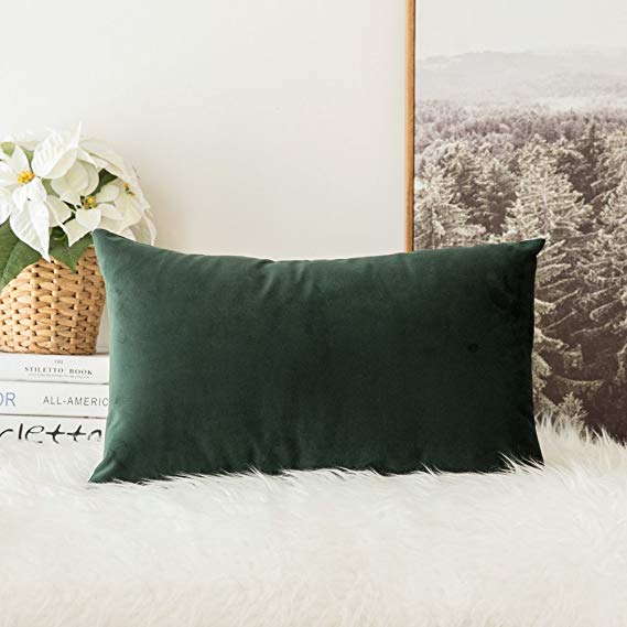 Miulee Velvet Soft Soild Decorative Square Throw Pillow Covers Cushion Case for Sofa Bedroom Car 12 x 20 Inch 30 x 50 Cm