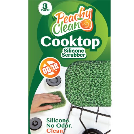 Antimicrobial Cooktop Cleaner Silicone Scrubber by Peachy Clean Qty 3