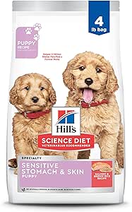 Hill's Science Diet Sensitive Stomach & Skin, Puppy, Stomach & Skin Sensitivity Support, Dry Dog Food, Salmon & Brown Rice, 4 lb Bag