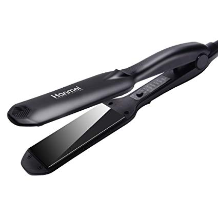 Hanmei Professional Hair Straightener Flat Iron with Wide Titanium Plates Temperature Control For All Hair Types (1.75 inch wide, Black)
