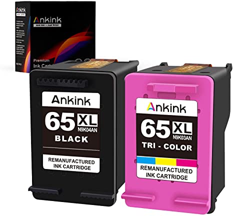 Ankink Higher Yield 65XL Ink Cartridges Black Color Combo Pack | HP 65 Ink XL Fit for Envy 5000 5010 5014 5052 5055 5070 DeskJet 2600 2622 2640 2652 2655 3700 3752 3755 Printer | HP65xl Tricolor HP65