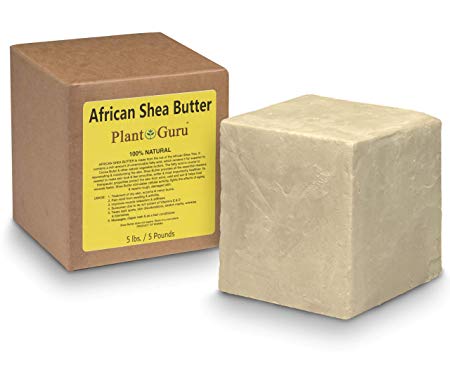 Raw African Shea Butter Bulk 5 lbs Block 100% Pure Unrefined Natural Ivory/White From Ghana DIY Crafts, Body, Lotion, Cream, lip Balm, Soap Making, Eczema, Psoriasis And Aid Stretch Marks