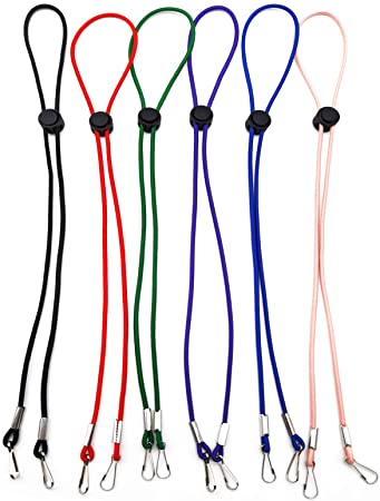 6 Pcs Adjustable Length Face Mask Lanyards, Adjustable Length Ear Saver Holder with Clips for Kids Women Men Senior Adults Adjustable Accessories, Great for School Outing Sport (Multi Color)