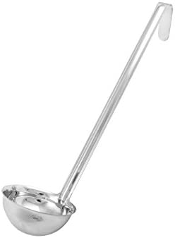 Winco LDIN-6, 6 Oz 10-Inch Stainless Steel Soup Ladle, One Piece Sauce Portioner, Solid Serving Spoon, NSF