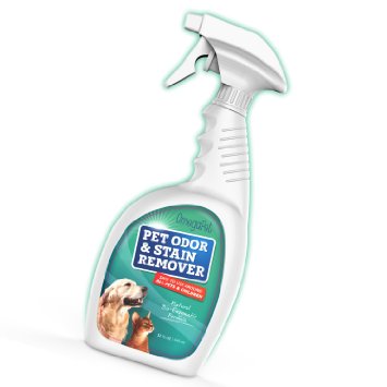 Pet Odor Eliminator and Enzyme Cleaner - Dog Urine Neutralizer Easily Removes Pet Stains and Odors - Works on Cat Urine - Great with Puppy Training Pads and Wipes - Linen Fresh Scent