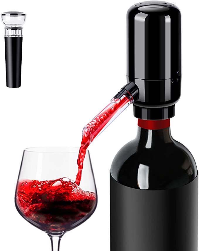 Electric Wine Aerator Pourer, Hapythda Wine Lover Gifts - Automatic Wine Aerator and Pump Dispenser Wine Spout Pourer Smart Wine Power Aerator, Black