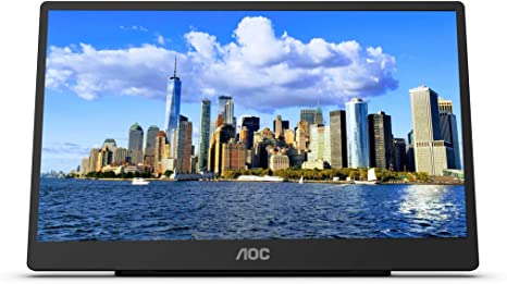 AOC 16T2 15.6" Full HD (1920 x 1080) Touch-Enabled Portable IPS Monitor, USB-C and Micro HDMI inputs, Built-in Battery, Stereo Speakers, SmartCover, AutoPivot, VESA. for laptops, PC, Mac, Consoles