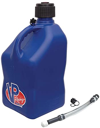 VP 5 Gallon Square Blue Racing Utility Jug with Deluxe Filler Hose