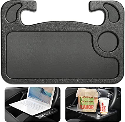 Cutequeen car Eating/Laptop Steering Wheel Desk (Black,16.62“ x 11.1” (2 in 1))
