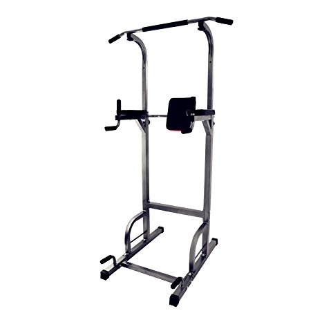 Popsport Power Tower Station 330LBS Multi-Station Power Tower Adjustable Height Dip-Station Workout Pull Up Station for Indoor Home Fitness