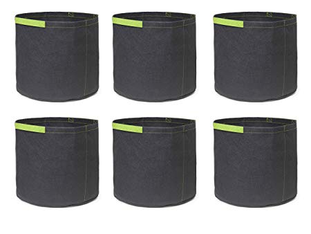 247Garden 6-Pack 1 Gallon Grow Bags/Aeration Fabric Pots w/Handles (Black w/Short Handles)