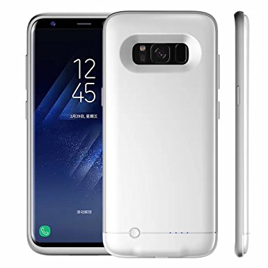 Galaxy S8 Plus Battery Case,WONFAST Portable 5000 mAh Rechargeable External Battery Charger Protective Charging Case Juice Pack Power Bank Cover for Samsung Galaxy S8 Plus (2017) (White)