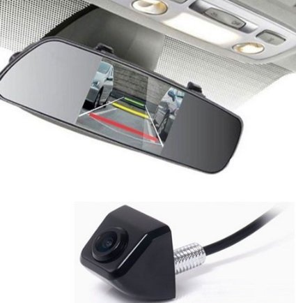 Factory Style Rear Backup Camera and 4.3 Inch Mirror Screen Kit for Vehicles