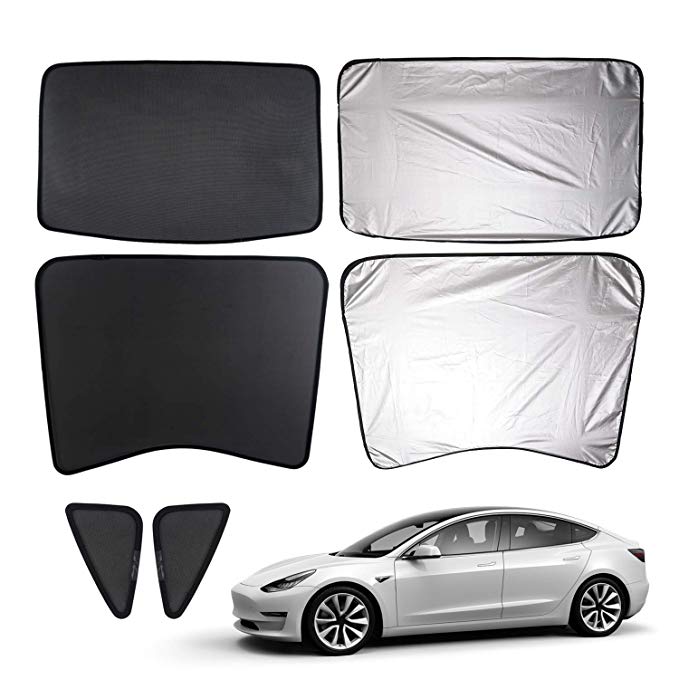 Mixsuper Newly Update Model 3 Sun Shades,Car Sunroof UV Rays Protection Window Shade for Tesla Model 3,Half Covered Rear Sunshade Type with Free UV and Heat Insulation Film