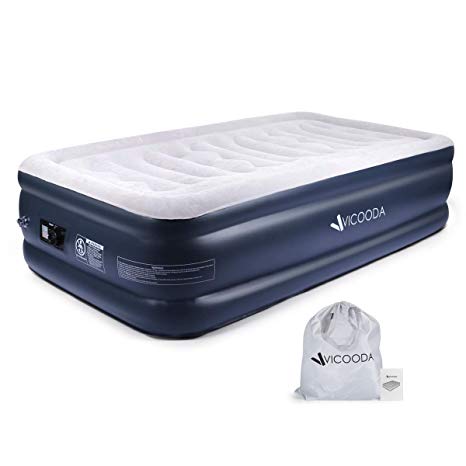 VICOODA Air Mattress Twin Size Blow Up Raised Guest Durable Firm Bed Inflatable Airbed with Built-in Electric Pump, 18 inch in Height, 550 lb in Capacity, PVC Materials, Upgraded & Easy Setup