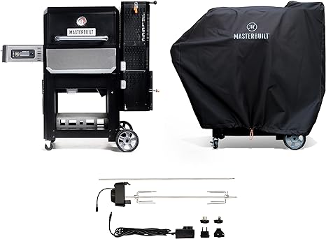 Masterbuilt Gravity Series 800 Digital Charcoal Griddle Grill Combo   Cover   Rotisserie Kit Bundle