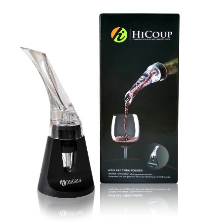 Red Wine Aerating Pourer By HiCoup - Travel-size One-hand Wine Aerator and Drip-free Pourer With Stand