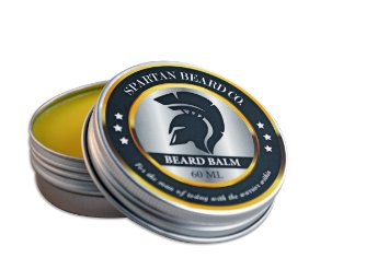 Spartan Beard Balm (60 ml) - Men's Leave-In Conditioner Reduces Frizz, Curliness and Split Ends - Softens Whiskers and Moisturizes Dry Skin - Cedarwood, Fir, Beeswax and Sweet Almond Oil