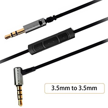 3.5mm Aux Cable,LASMEX 1.6m Auxiliary Audio Cable,Audio Lead with Microphone and Volume Control for Beats Headphone, Speaker, Echo Dot, iPods, iPhones, iPads, Android Smartphones and More