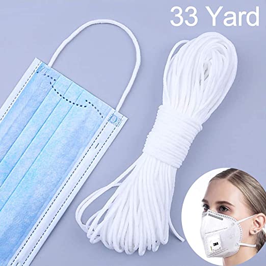 33Yard 4mm Elastic White Strap Stretchy Earloop Cord Band Ear Tie Rope String for Homemade Swing Crafts Supply