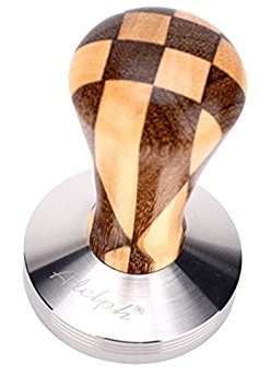 Adolph Elegance Wooden Coffee Tamper - Espresso Tamper 58mm Stainless Steel Base with Solid Wooden Handle - Coffee Shop Supplies - Barista Tools and Equipment