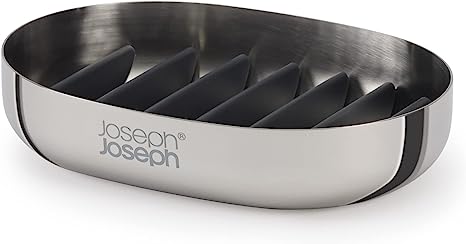 Joseph Joseph EasyStore, Jabonera Elegante de Acero Inoxidable con Rejilla escurridora, Drenaje rápido