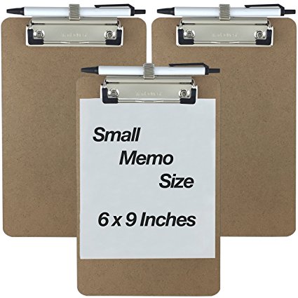 Trade Quest Pen Holder Memo Clipboards 6'' x 9'' (3 - Pack) (Pen Included)