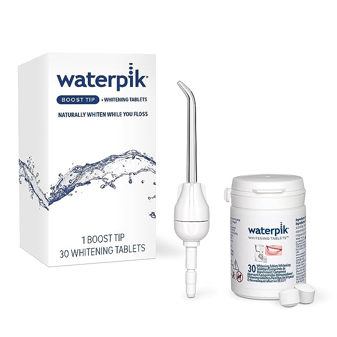 Waterpik Boost Water Flosser Tip with 30 Fresh Mint Whitening Tablets, Whiten Teeth and Remove Stains Gently