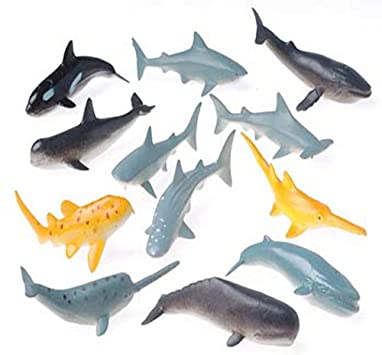 US Toy Lot of 12 Assorted Whale And Shark Toy Figure