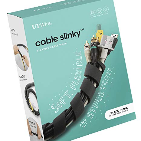 UT Wire Spiral 10-ft Cable Slinky Soft and Flexible Cord Wrap (2-ft X 5 pcs) Black (UTW-SW10-BK)