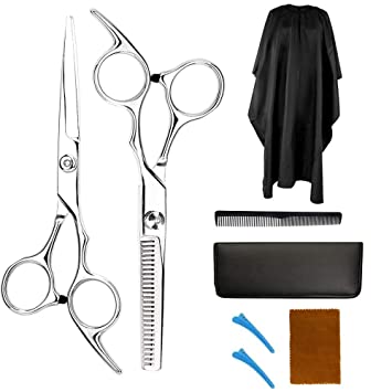 Professional Hair Cutting Scissors Set, Stainless Steel Hair Cutting Shears Kit, Hair Comb, Hair Cutting Scissors for Home Shear Kit, Salon, Barber (sliver-2)