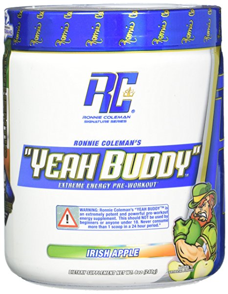 YEAH BUDDY PRE WORKOUT – Extreme Non Crash Sustained Energy Preworkout & Nitric Oxide Supplement with Extended Release Caffeine, TeaCrine and Agmass, Irish Apple, 30 Serving