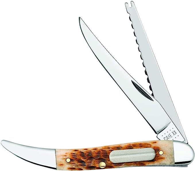 CASE XX WR Pocket Knife Fishing Knife Amber Jig Bone Item #10726 - (620094F SS) - Length Closed: 4 1/4 Inches