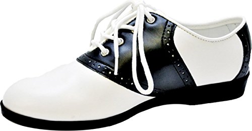 Morris Costumes Black And White womenss Lace Up Saddle Shoe, Medium