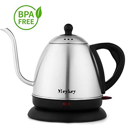 MeyKey Electric Kettle, Hot Water Kettle 1.0 Liter Stainless Steel Gooseneck Tea Kettle 1000W with Auto Shut-off and Boil Dry Protection