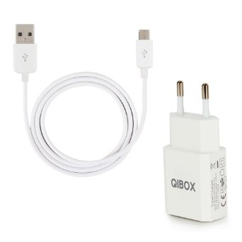 QIBOX 2 in 1 USB Chargers Combo - Travel Wall Charger with Europe Wall Plug   Micro USB Charging Cable for Samsung Galaxy S5 S4 S3 S2 S5830 N7100 Note 4 3 Note 2 HTC LG Blackberry - CE Approved