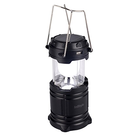 Camping Lantern - LED Solar Rechargeable Camp Light Flashlights - Emergency Lamp - Power Bank for Android Cell Phone IOS Iphone