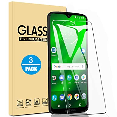 Halnziye Screen Protector for Moto G7 / G7 Plus,  [3 Pack]  9H Hardness HD Clear Tempered Glass Screen Protector Film , Case Friendly/Bubble Free/Shatter-Proof
