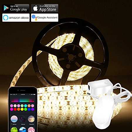 Led Strip Lights, Wifi Rope Lights, 300 Leds 16.4ft 5m Led Light Strip Smartphone Controlled, Works with Alexa and Google Home, Flexible5050 RGB LED Strip lights Waterproof, Android and ios Compatible